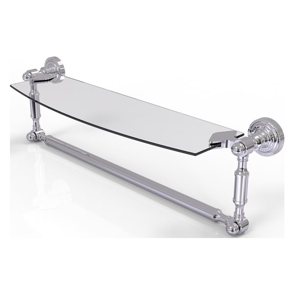 Allied Brass Dottingham 18-in Polished Chrome Glass Wall Mount Bathroom Shelf