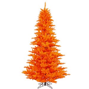 Vickerman 4.5-ft Fir Leg Base Pine Full Right Side Up Orange Artificial Christmas Tree