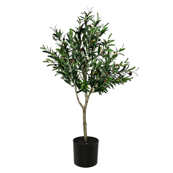 Vickerman 48-in Green Artificial Olive Tree in Black Planter Pot