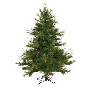 Vickerman 4.5-ft Leg Base Mixed Country Pine Slim Right Side Up Green Artificial Christmas Tree