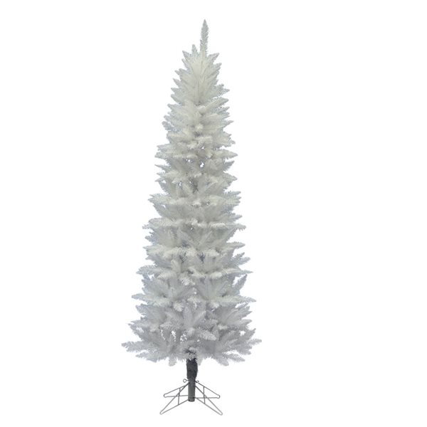 Vickerman 7.5-ft Leg Base Pencil Spruce Slim Right Side Up White Artificial Christmas Tree