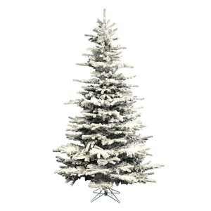 Vickerman 8.5-ft Leg Base Grand Fir Full Right Side Up Flocked White Artificial Christmas Tree