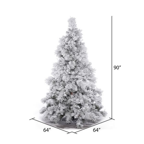 Vickerman 7.5-ft Leg Base Alberta Pine Full Right Side Up Flocked White Artificial Christmas Tree