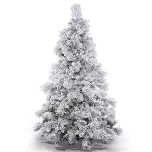 Vickerman 7.5-ft Leg Base Alberta Pine Full Right Side Up Flocked White Artificial Christmas Tree