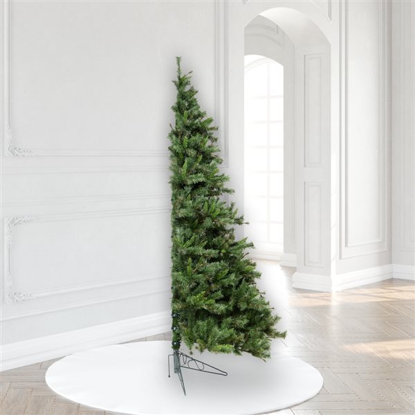 Vickerman 6.5-ft Leg Base Pine Full Right Side Up Half Artificial Christmas Tree - Green