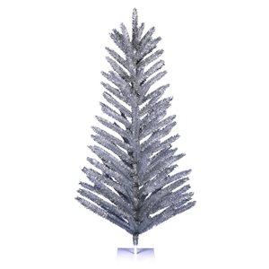 Vickerman 5-ft Leg Base Vintage Aluminum Full Right Side Up Silver Artificial Christmas Tree