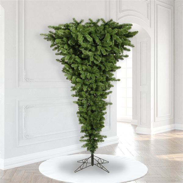 Vickerman 7.5-ft Leg Base Pine Full Upside-Down Green Artificial Christmas Tree