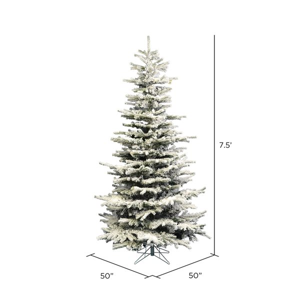 Vickerman 7.5-ft Leg Base Grand Fir Slim Right Side Up Flocked White Artificial Christmas Tree