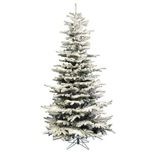 Vickerman 7.5-ft Leg Base Grand Fir Slim Right Side Up Flocked White Artificial Christmas Tree