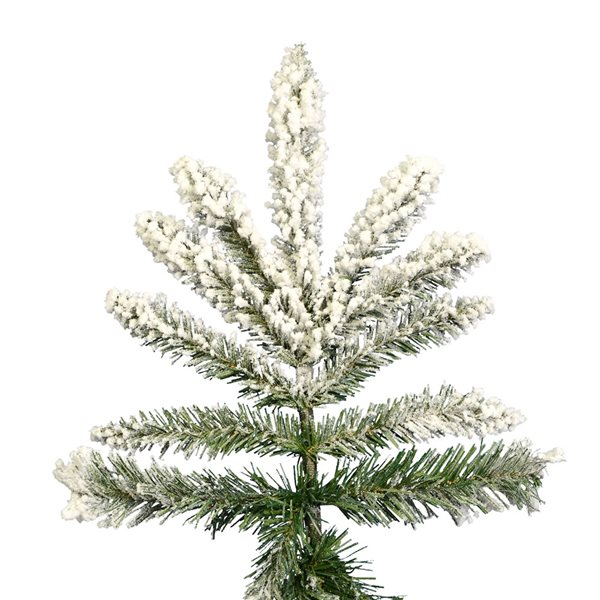 Vickerman 6.5-ft Leg Base Utica Fir Full Right Side Up Flocked White Artificial Christmas Tree