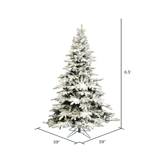 Vickerman 6.5-ft Leg Base Utica Fir Full Right Side Up Flocked White Artificial Christmas Tree