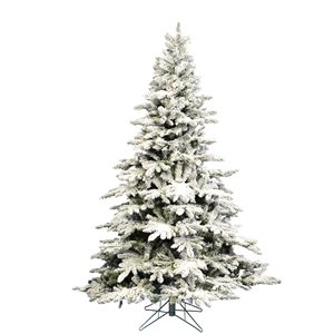 Vickerman 6.5-ft Leg Base Utica Fir Full Right Side Up Flocked White Artificial Christmas Tree