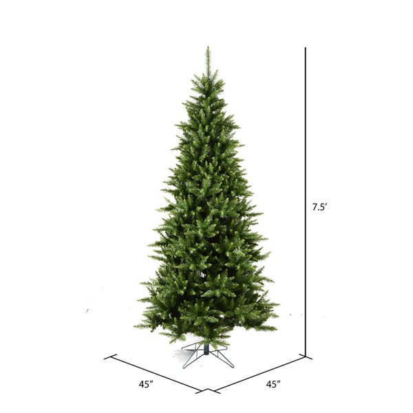 Vickerman 7.5-ft Leg Base Camdon Fir Slim Right Side Up Green Artificial Christmas Tree