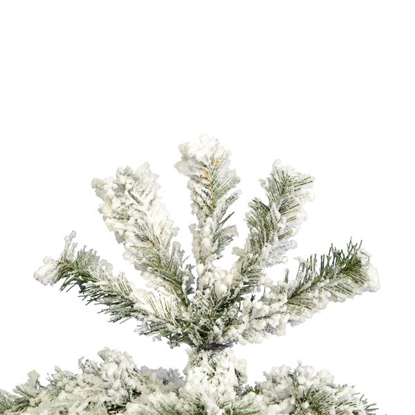 Vickerman 6.5-ft Pine Leg Base Full Right Side Up Flocked White Artificial Christmas Tree