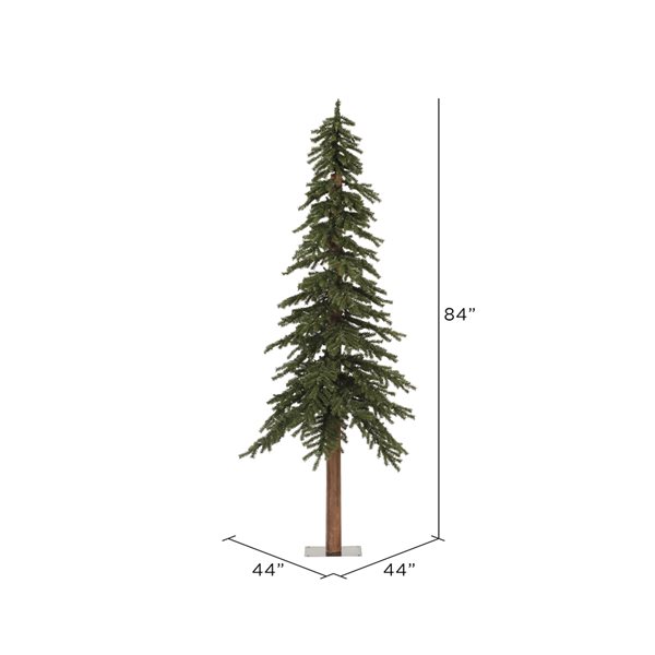 Vickerman 7-ft Leg Base Alpine Full Right Side Up Green Artificial Christmas Tree