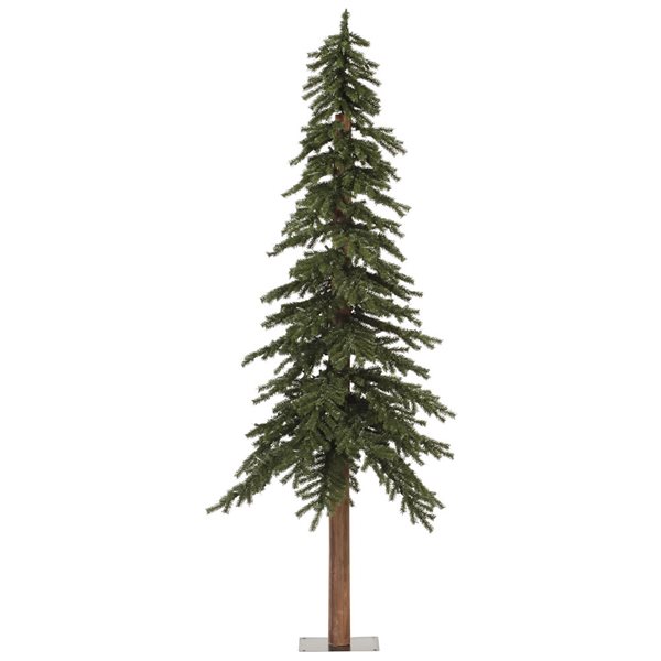 Vickerman 7-ft Leg Base Alpine Full Right Side Up Green Artificial Christmas Tree