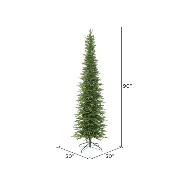 Vickerman 7.5-ft Leg Base Bixley Pencil Pine Slim Right Side Up Green Artificial Christmas Tree