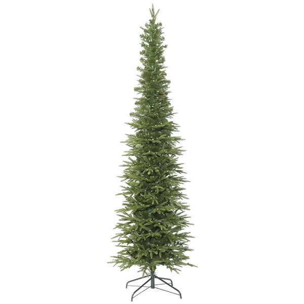 Vickerman 7.5-ft Leg Base Bixley Pencil Pine Slim Right Side Up Green Artificial Christmas Tree