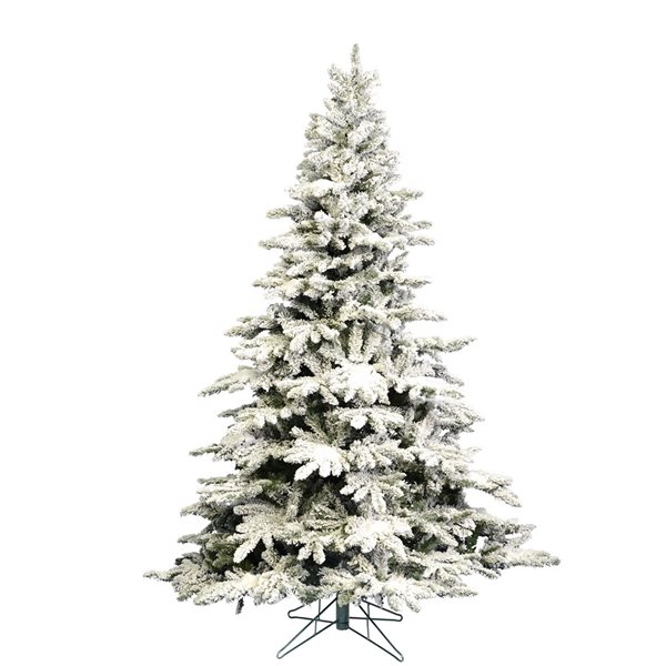 Vickerman 7.5-ft Leg Base Utica Fir Full Right Side Up Flocked White Artificial Christmas Tree