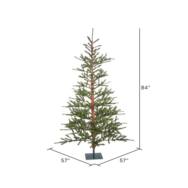 Vickerman 7-ft Pine Leg Base Full Right Side Up Green Artificial Christmas Tree