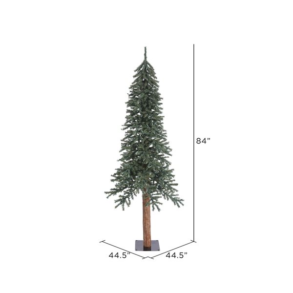 Vickerman 7-ft Pine Leg Base Alpine Full Right Side Up Green Artificial Christmas Tree