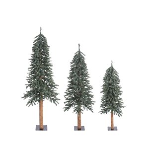 Vickerman 15-ft Pine Leg Base Alpine Full Right Side Up Green Artificial Christmas Tree - Set of 3