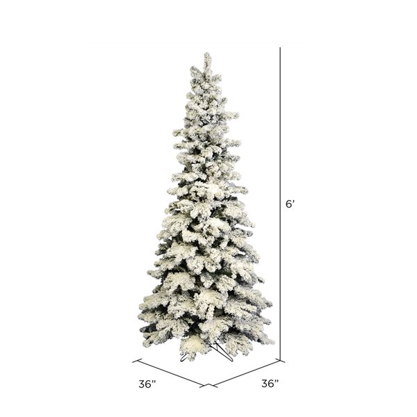 Vickerman 6-ft Leg Base Kodiak Spruce Full Right Side Up Flocked White Artificial Christmas Tree