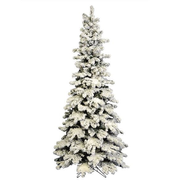 Vickerman 6-ft Leg Base Kodiak Spruce Full Right Side Up Flocked White Artificial Christmas Tree
