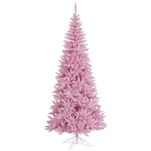 Vickerman 4.5-ft Fir Leg Base Pine Slim Right Side Up Pink Artificial Christmas Tree