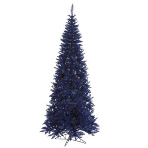 Vickerman 6.5-ft Leg Base Pine Slim Right Side Up Navy Blue Artificial Christmas Tree