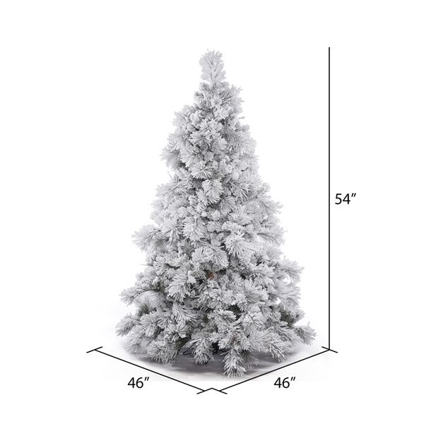 Vickerman 4.5-ft Leg Base Pine Full Right Side Up Flocked White Artificial Christmas Tree