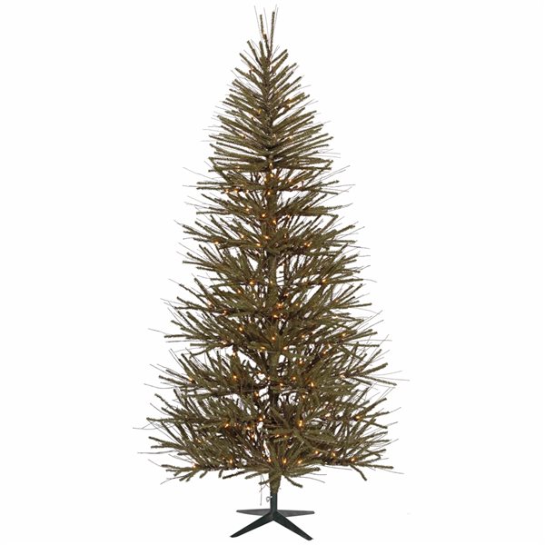 Vickerman 7-ft Pine Leg Base Vienna Twig Full Right Side Up Green Artificial Christmas Tree