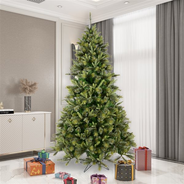 Vickerman 8.5-ft Leg Base Cashmere Pine Full Right Side Up Green Artificial Christmas Tree