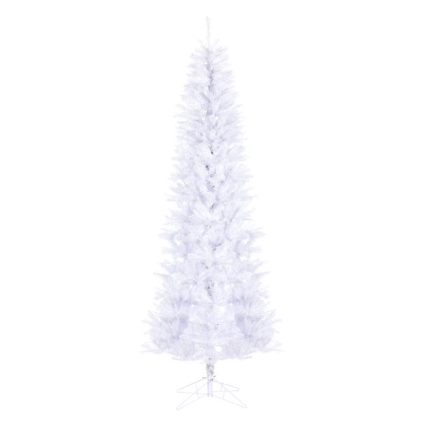 Vickerman 9.5-ft Leg Base Pencil Salem Pine Slim Right Side Up White Artificial Christmas Tree