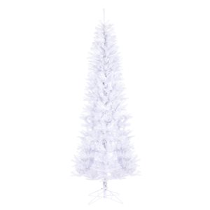 Vickerman 9.5-ft Leg Base Pencil Salem Pine Slim Right Side Up White Artificial Christmas Tree