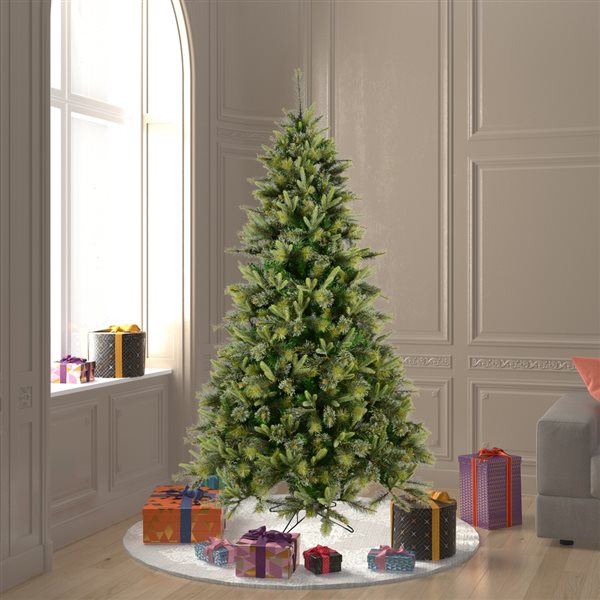 Vickerman 6.5-ft Leg Base Cashmere Pine Full Right Side Up Green Artificial Christmas Tree