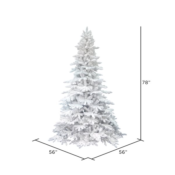 Vickerman 6.5-ft Leg Base Spruce Full Right Side Up Flocked White Artificial Christmas Tree