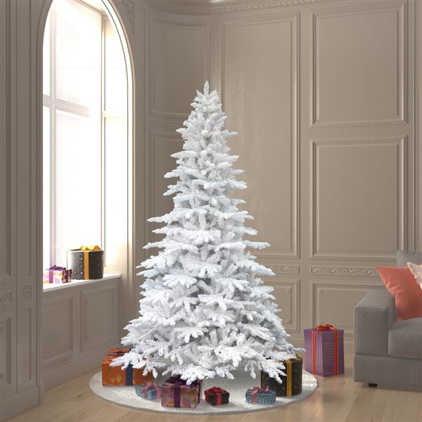 Vickerman 6.5-ft Leg Base Spruce Full Right Side Up Flocked White Artificial Christmas Tree