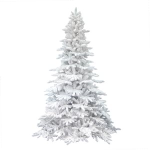 Vickerman 6.5-ft Leg Base Spruce Full Right Side Up Flocked White Artificial Christmas Tree