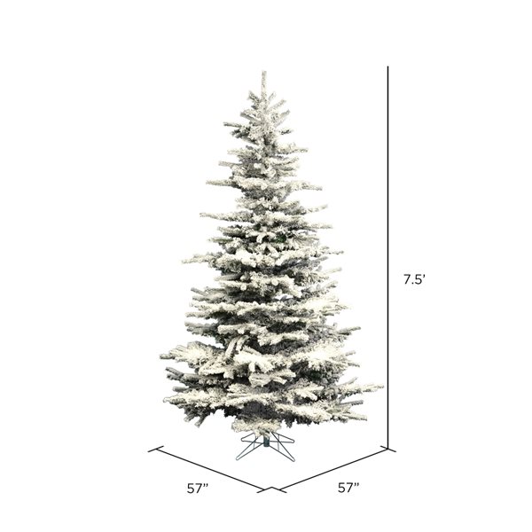 Vickerman 7.5-ft Leg Base Grand Fir Full Right Side Up Flocked White Artificial Christmas Tree