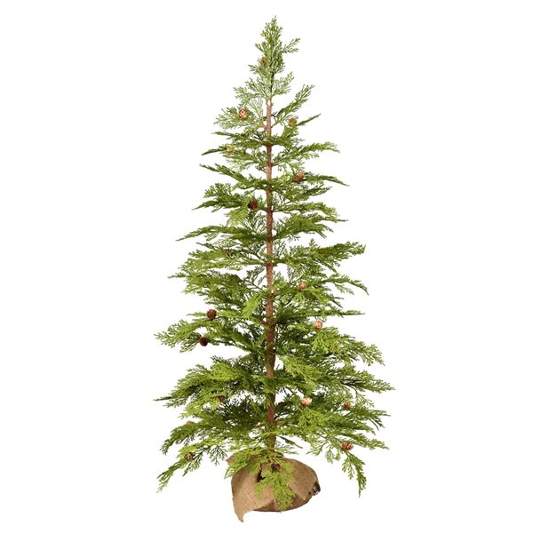 Vickerman 4-ft Burlap Base Cedar Pine Full Right Side Up Green Artificial Christmas Tree