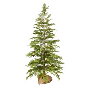 Vickerman 4-ft Burlap Base Cedar Pine Full Right Side Up Green Artificial Christmas Tree