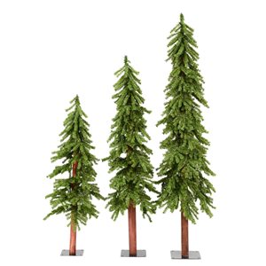 Vickerman 6-ft Pine Leg Base Alpine Full Right Side Up Green Artificial Christmas Tree - Set of 3