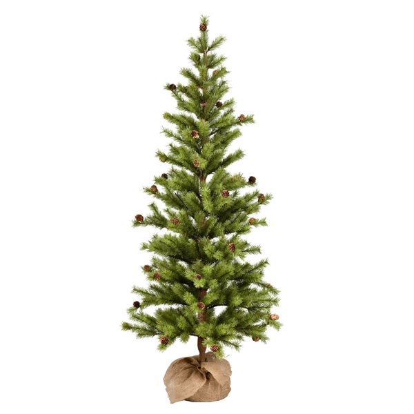 Vickerman 4-ft Vernon Pine Burlap Base Full Right Side Up Green ...