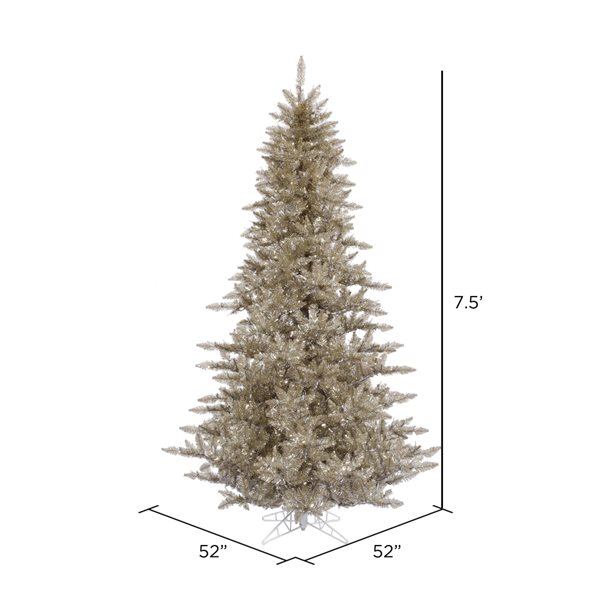 Vickerman 7.5-ft Leg Base Tinsel Full Right Side Up Champagne Artificial Christmas Tree