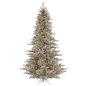 Vickerman 7.5-ft Leg Base Tinsel Full Right Side Up Champagne Artificial Christmas Tree