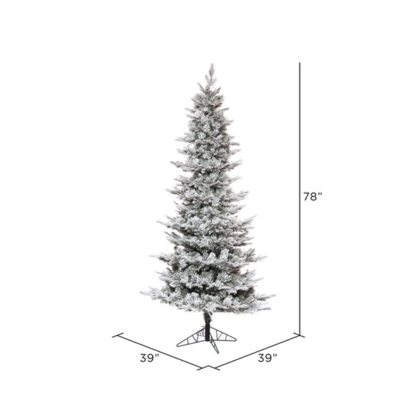 Vickerman 6.5-ft Leg Base Kiana Pine Full Right Side Up Flocked White Artificial Christmas Tree