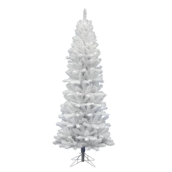 Vickerman 6.5-ft Leg Base Salem Pine Slim Right Side Up White Artificial Christmas Tree