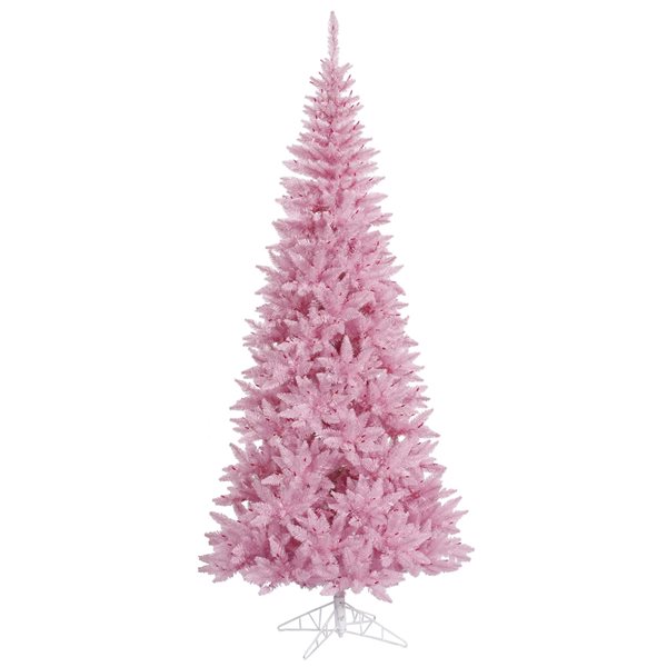 Vickerman 5.5-ft Leg Base Fir Slim Right Side Up Pink Artificial Christmas Tree
