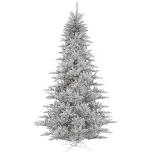 Vickerman 5.5-ft Leg Base Tinsel Full Right Side Up Silver Artificial Christmas Tree
